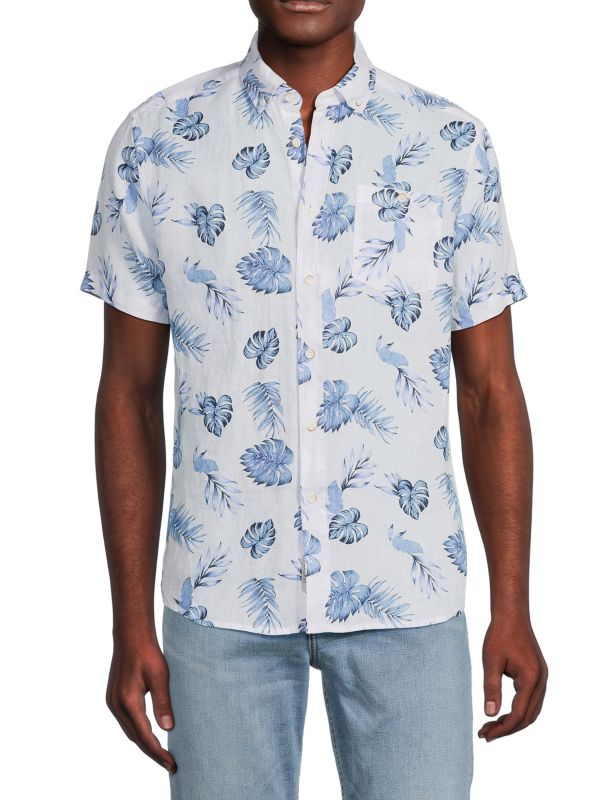Heritage Report Collection Leaf Print Linen Shirt